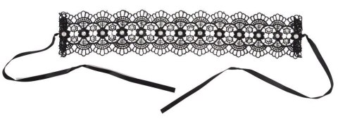 Naszyjnik obroża choker haftowany z kamykami