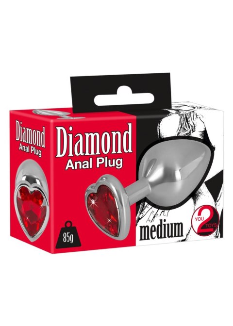 Ozdobny korek analny z sercem kryształek plug 8cm