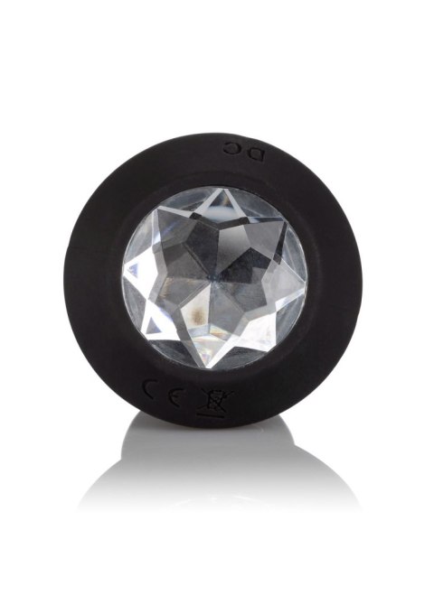 Czarny wibrujący korek analny zatyczka z diamentem