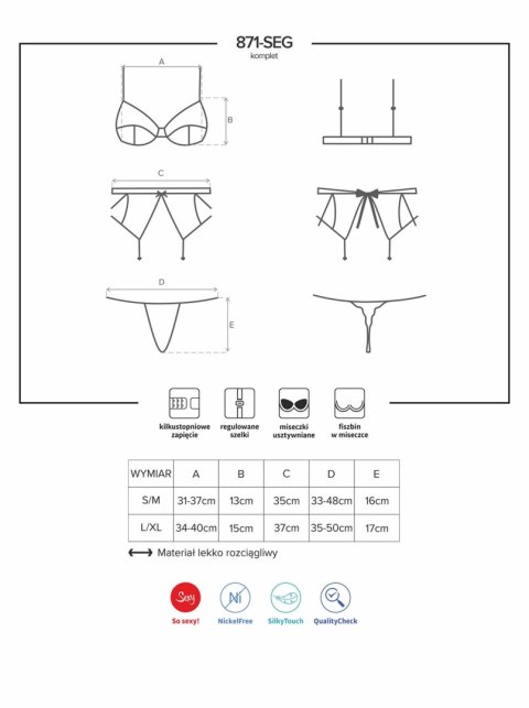 Komplet biustonosz stringi pas sex obsessive l/xl