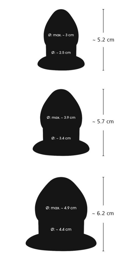Zestaw trzech zatyczek małych analnych silikon