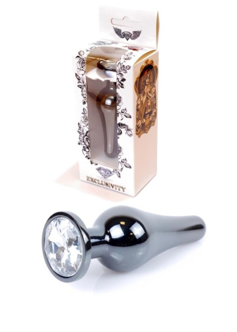 Długi stalowy korek plug analny z kryształem 2,7cm