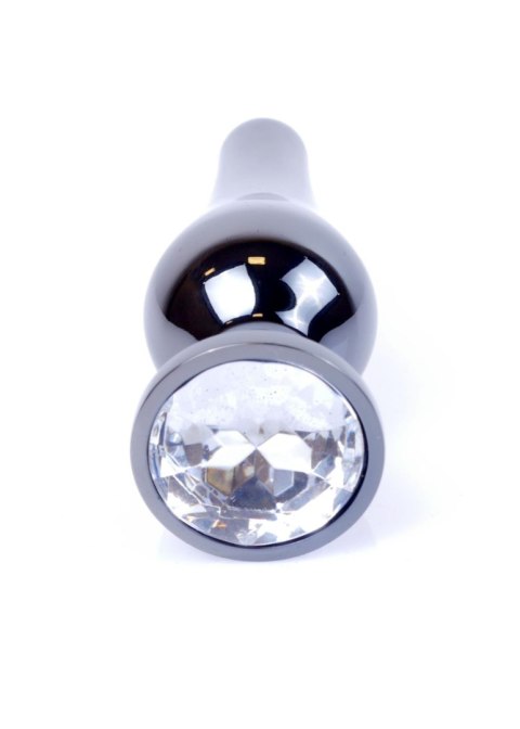 Długi stalowy korek plug analny z kryształem 2,7cm