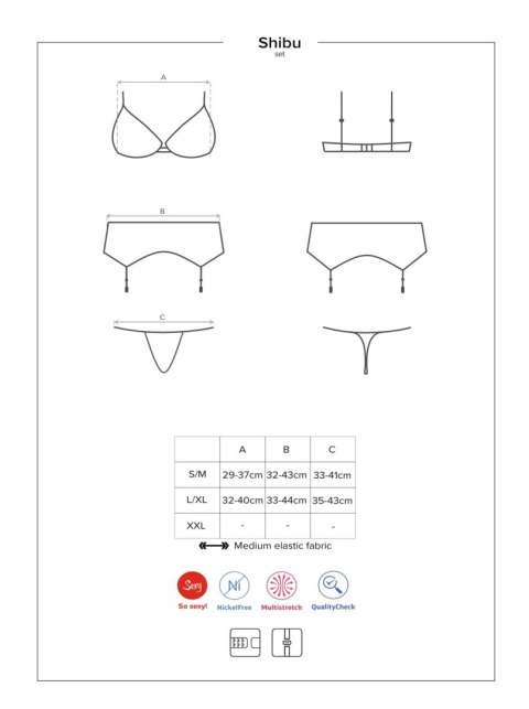 Sexy komplet biustonosz pas stringi obsessive l/xl
