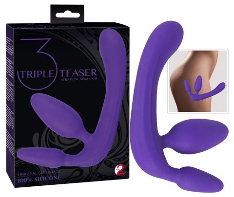 Potrójne dildo strap-on penetracja każdej dziurki