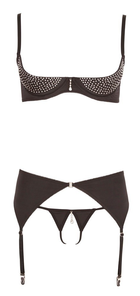 Rhinestone Shelf Bra Set 85C/L