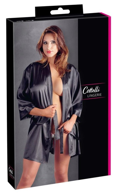 Szlafrok satynowy z koronką seksowne kimono L/XL