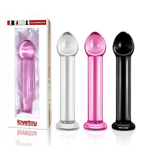 Szklane czarne dildo z prostym trzonem i główką