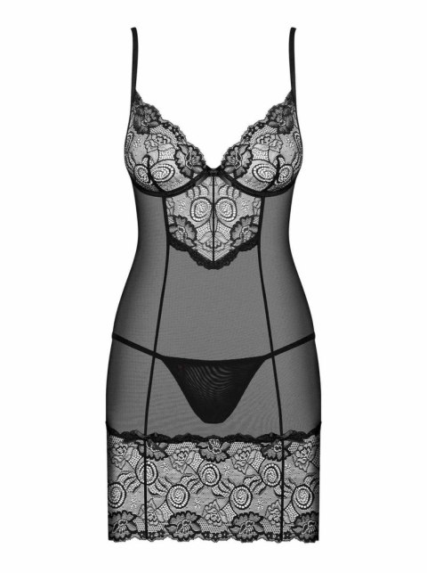 Czarna sex koszulka komplet stringi obsessive s/m