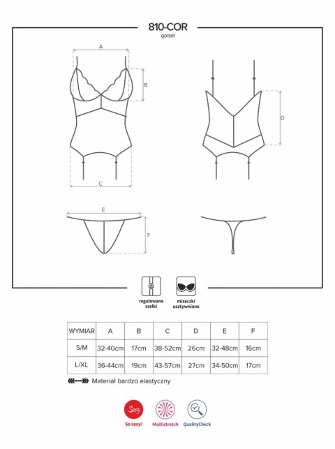 Koronkowy gorset stringi komplet obsessive s/m
