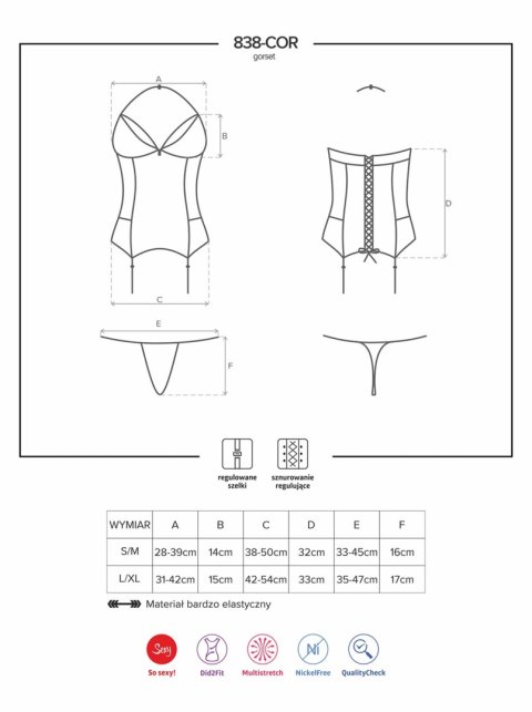Czerwony gorset stringi sex komplet obsessive s/m